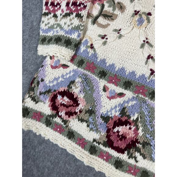 Vintage 90s Paul Harris Floral Sweater Womens S Knit Fair Isle Cozy Cottagecore - Picture 3 of 5